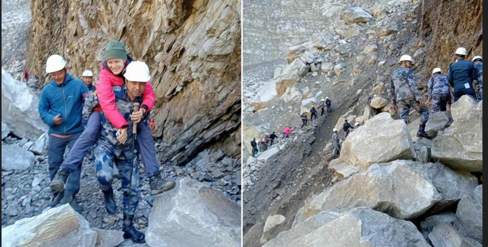 दोलखामा अलपत्र परेका ४ जना विदेशी पर्यटकको उद्धार