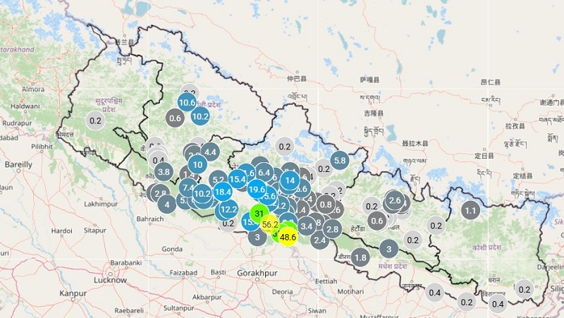 वर्षा गराउने प्रणाली पूर्वतर्फ सर्दै