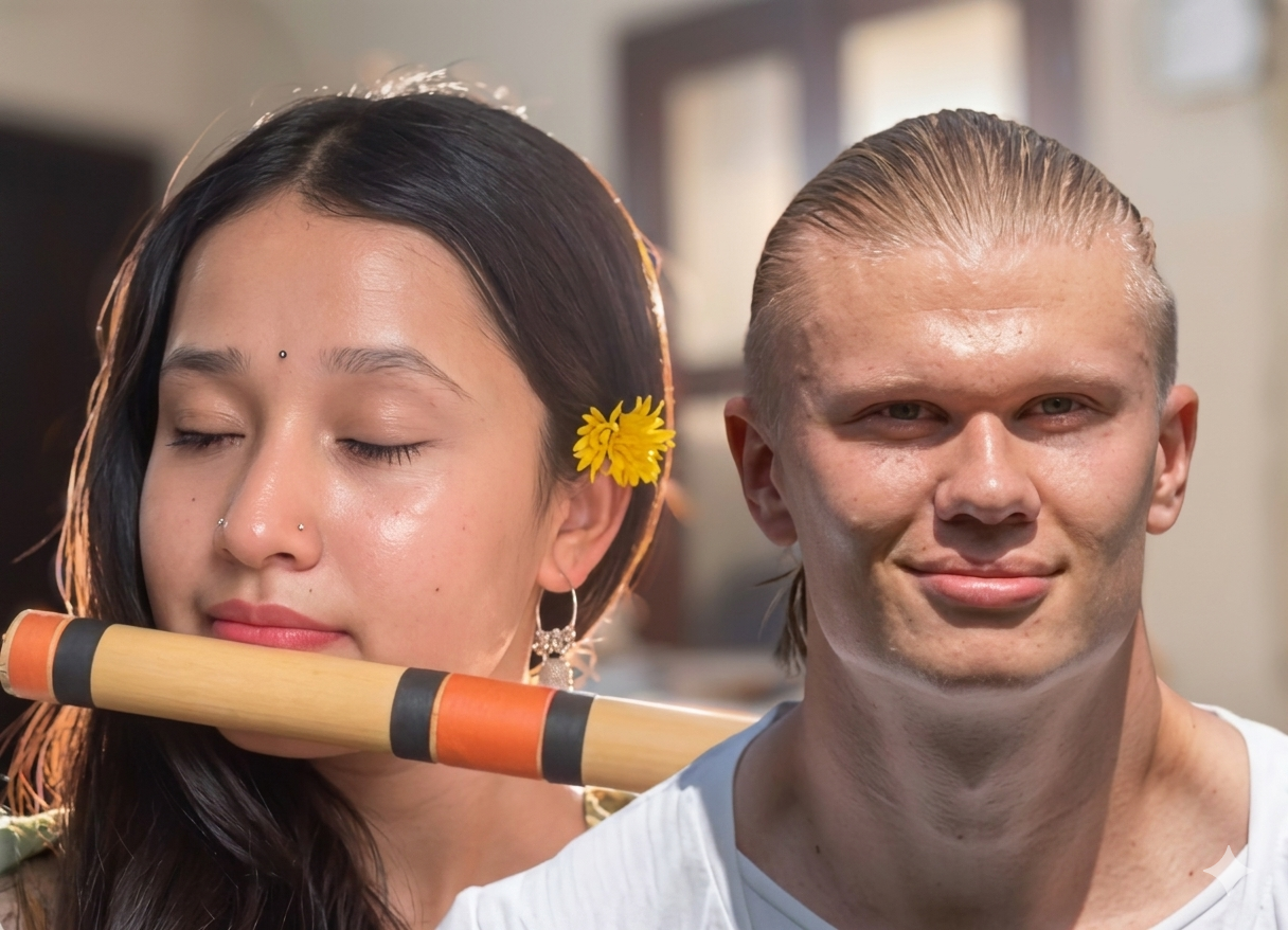 नेपाली चेलीको बाँसुरीमा पग्लिए हालान्ड, विश्व फुटबल स्टारको प्रतिक्रिया!